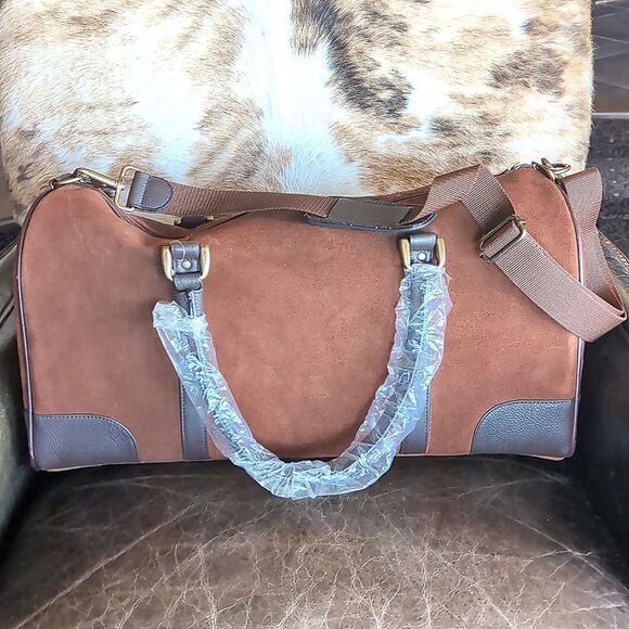 Marlboro Guts- Grit Gear RARE Leather Brown Suede Large Duffel/Travel Bag - Picture 16 of 16